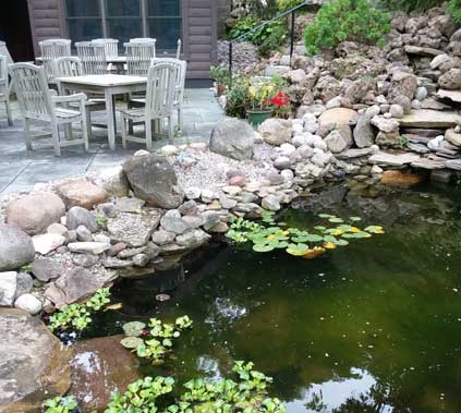 pond water feature landscape design rochester syracuse ny